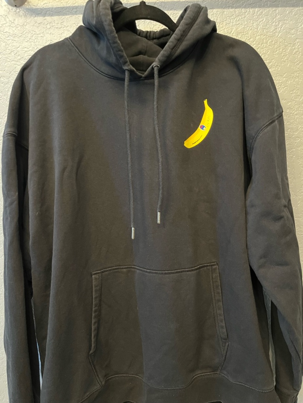 Champion Banana Hoodie Black Classic Fleece 2XL